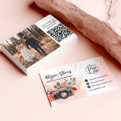 Floral goud roze Fotografie logo qr code Visitekaartje