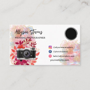 Floral goud roze Fotografie logo qr code Visitekaartje