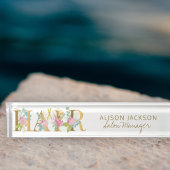 Floral goud roze typografie kapsalon manager naambordje