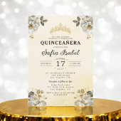 Floral Goud Wit Prinses Quinceanera Kaart
