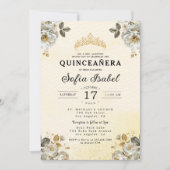 Floral Goud Wit Prinses Quinceanera Kaart (Voorkant)