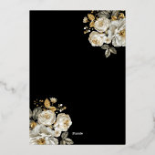 Floral Goud Zwarte Vlinder Prinses Quinceanera Folie Uitnodiging (Achterkant)