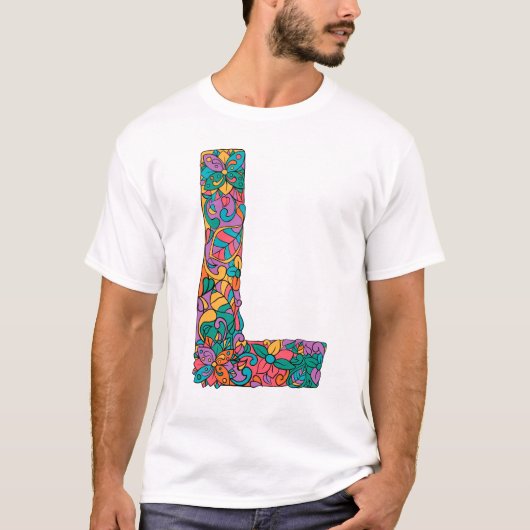 Floral gouden - De letter L T-Shirt (Voorkant)