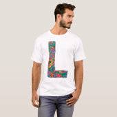 Floral gouden - De letter L T-Shirt (Voorkant volledig)