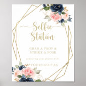 Floral gouden geometrische selfie stationsbord poster (Voorkant)