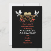 Floral gouden hart van liefhebbende Doves-trouwkaa Kaart (Achterkant)