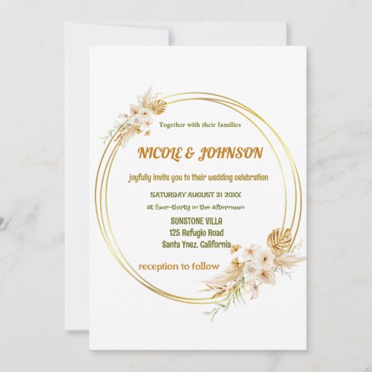 Floral gouden lijst Weddenschap Kaart (Voorkant)