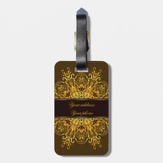 Floral gouden mandala bagagelabel (Achterkant verticaal)
