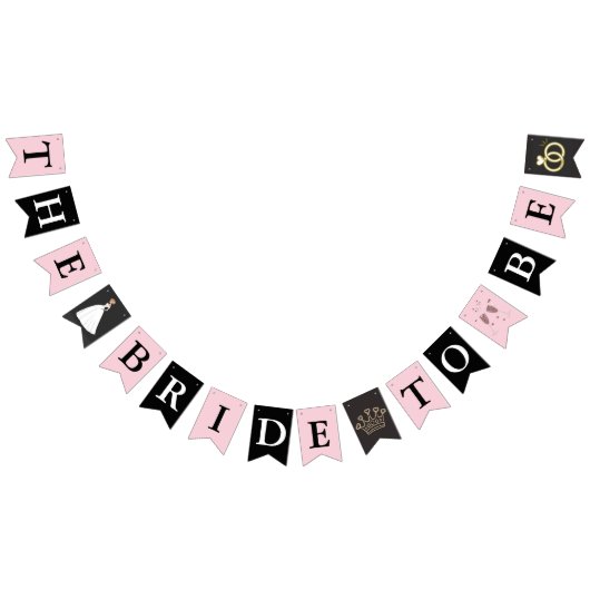 Floral gouden zwarte roze bruidbruid om Buntin te Vlaggetjes (Alle)