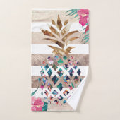 Floral Goudstrips van ananas Bad Handdoek (Handdoek)