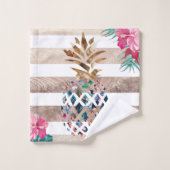 Floral Goudstrips van ananas Bad Handdoek (Wasdoekje)