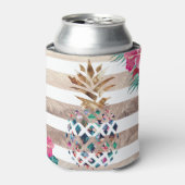 Floral Goudstrips van ananas Blikjeskoeler (Blikje Voorkant)