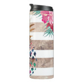 Floral Goudstrips van ananas Thermosbeker (Geroteerd rechts)