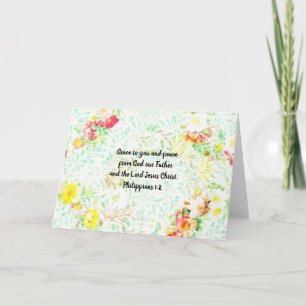 Floral Grace Scripting Note Kaart Philippians 1:2