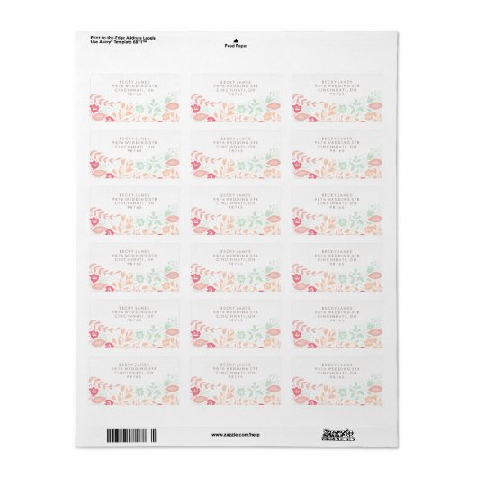 Floral Grace Stickers Return Address (Full Sheet)