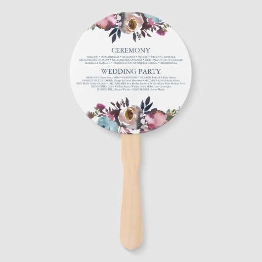 Floral Grace Trouwprogramma Handwaaier (Achterkant)
