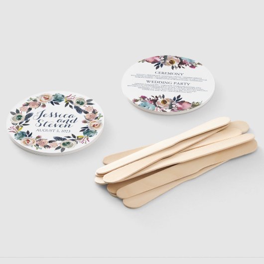 Floral Grace Trouwprogramma Handwaaier (Niet-gemonteerd)