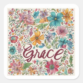 Floral Grace Vierkante Sticker