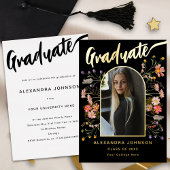 Floral Graduate Photo Graduation Party Script Goud Folie Uitnodiging