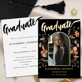 Floral Graduate Photo Graduation Party Script Goud Folie Uitnodiging