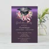 Floral Graduation Cap,Bow Purple Graduation  Kaart (Staand voorkant)