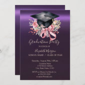 Floral Graduation Cap,Bow Purple Graduation  Kaart (Voorkant / Achterkant)