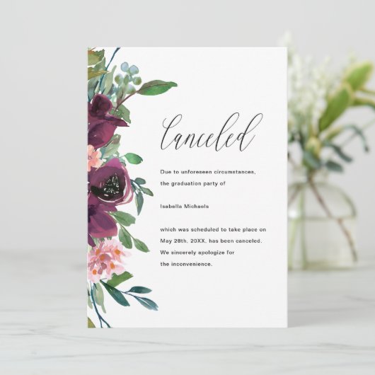 Floral Graduation Party Annulering Aankondiging (Staand voorkant)