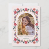 Floral Graduation Party Invitation Elegant Frame Kaart (Achterkant)