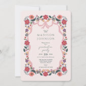 Floral Graduation Party Invitation Elegant Frame Kaart (Voorkant)