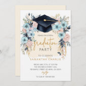 Floral Graduation Party Kaart (Voorkant / Achterkant)