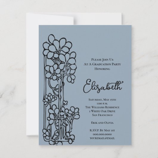  Floral Graduation Party Kaart (Achterkant)