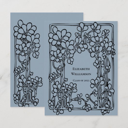  Floral Graduation Party Kaart (Voorkant / Achterkant)