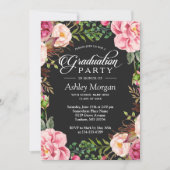 Floral Graduation Party Modern Classy Typography Kaart (Voorkant)