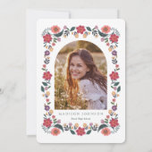 Floral Graduation Party Ribbon Frame Kaart (Achterkant)