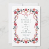 Floral Graduation Party Ribbon Frame Kaart (Voorkant)