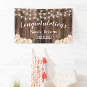 Floral Graduation Party Rustic Wood Spandoek (Insitu)