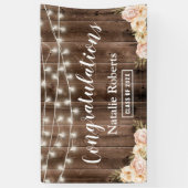 Floral Graduation Party Rustic Wood Spandoek (Verticaal)