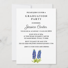 Floral Graduation Party Typografie Bluebonnets Kaart