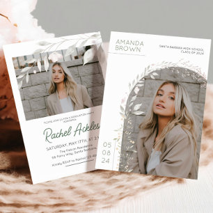 Floral Graduation Party Uitnodiging, Meisje Afstud Kaart