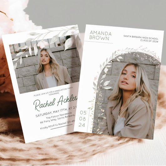 Floral Graduation Party Uitnodiging, Meisje Afstud Kaart