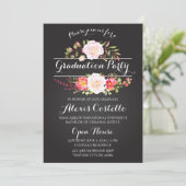 Floral Graduation Party Waterverf Boho Kaart (Staand voorkant)