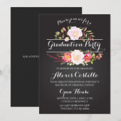 Floral Graduation Party Waterverf Boho Kaart (Voorkant / Achterkant)