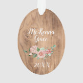 Floral Grandkids Baby's eerste Kerstmis met jaar Ornament (achterkant)