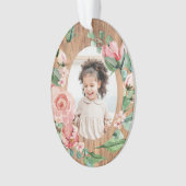 Floral Grandkids Baby's eerste Kerstmis met jaar Ornament (voorkant)