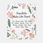 Floral Grandkids Make Life Grand Fleece Deken (Voorkant)