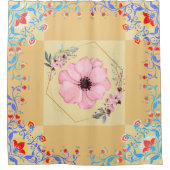 Floral Graphic Artwork, Oranje Spring Flowers Douchegordijn (Voorkant)