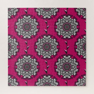 Floral Graphic Bloemen Roze Naadloos Legpuzzel