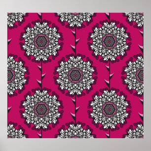 Floral Graphic Bloemen Roze Naadloos Poster