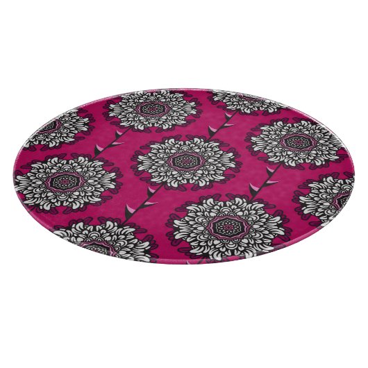 Floral Graphic Bloemen Roze Naadloos Snijplank (Hoek)