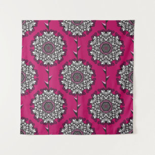 Floral Graphic Bloemen Roze Naadloos Wandkleed